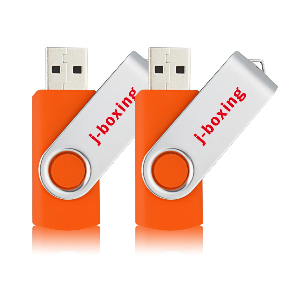 

J-boxing 2PCS USB Flash Drive 64GB 32GB 16GB 8GB 4GB Metal Rotating Memory Stick Thumb Drive Pendrive for PC Macbook Orange