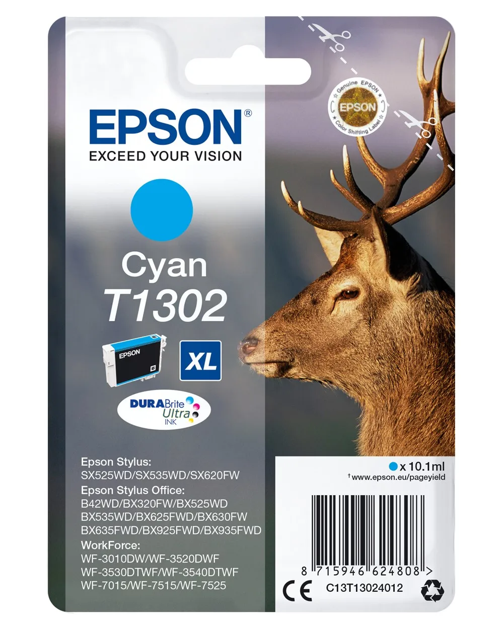 Epson Stag Singlepack Cyan T1302 DURABrite Ultra Ink оригинал -Рабочая WF-3520DWF-Epson WorkForce WF-7525- | Компьютеры и