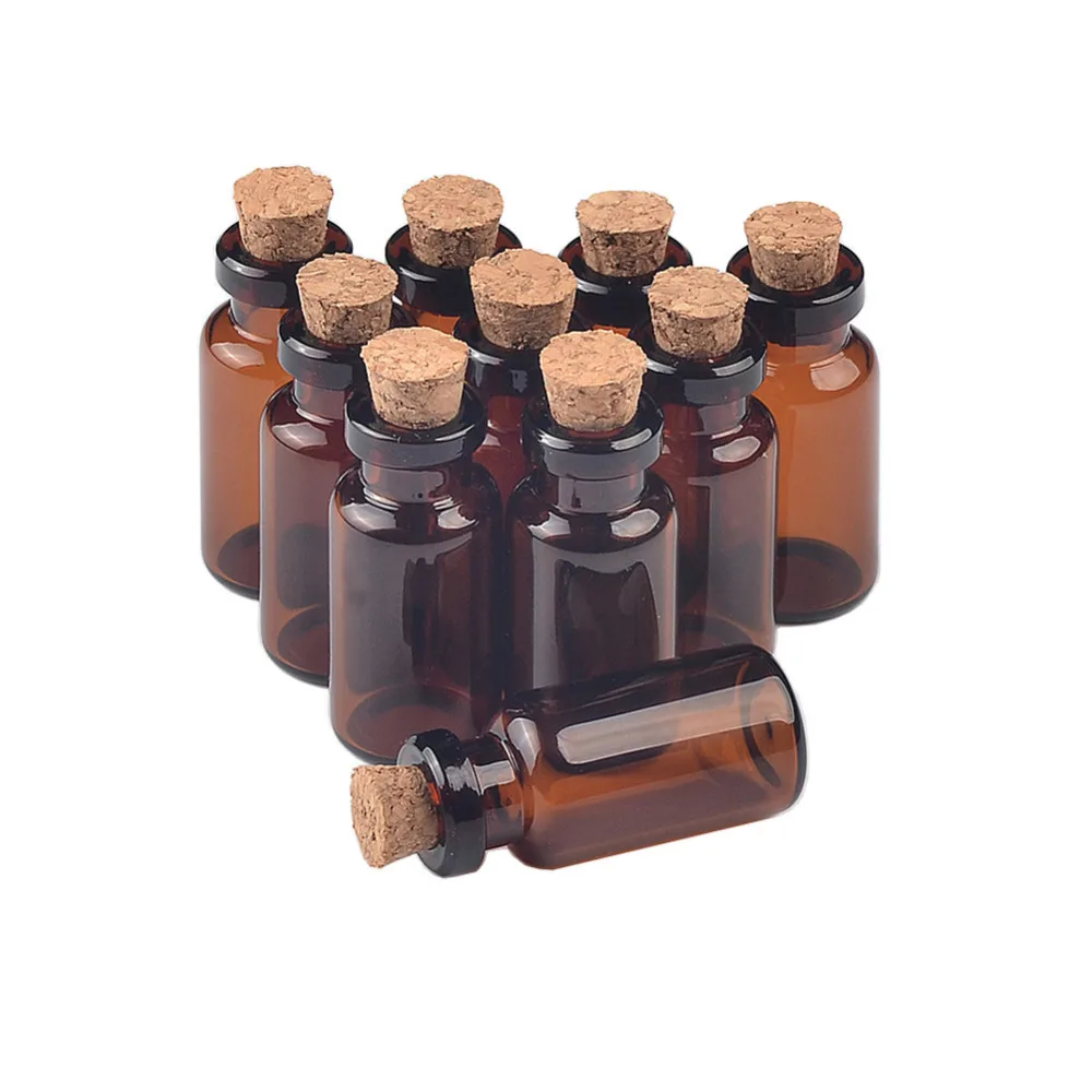 2ml 5ml 10ml 50ml Amber Glass Vials with Cork Empty Brown Tiny Glass Jars Mini Bottles Vials Jars Containers 24units