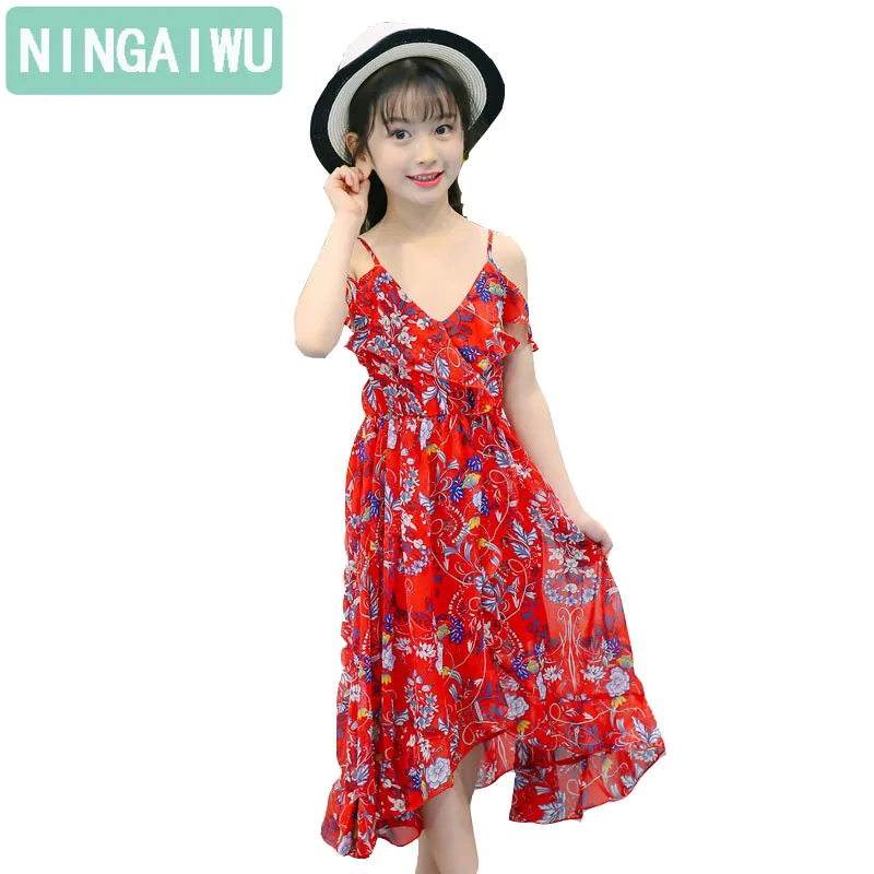 

Dress girls summer sleeveless children dress Bohemian baby beach dress big child broken beautiful girl dresses for 3-14 years