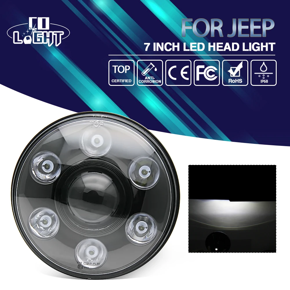 

COLIGHT 7 Inch Round LED Headlight Led 12V For Jeep Wrangler Offroad Lada Car-styling with Angel Eye Turn Signal Driving Light