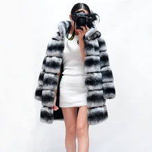 2016 Autumn Winter Women’s Fashion Natural Fur Coats Real Chinchilla Rex Rabbit Fur Coat Retro Full Pelt Fur Long Jackets CW231