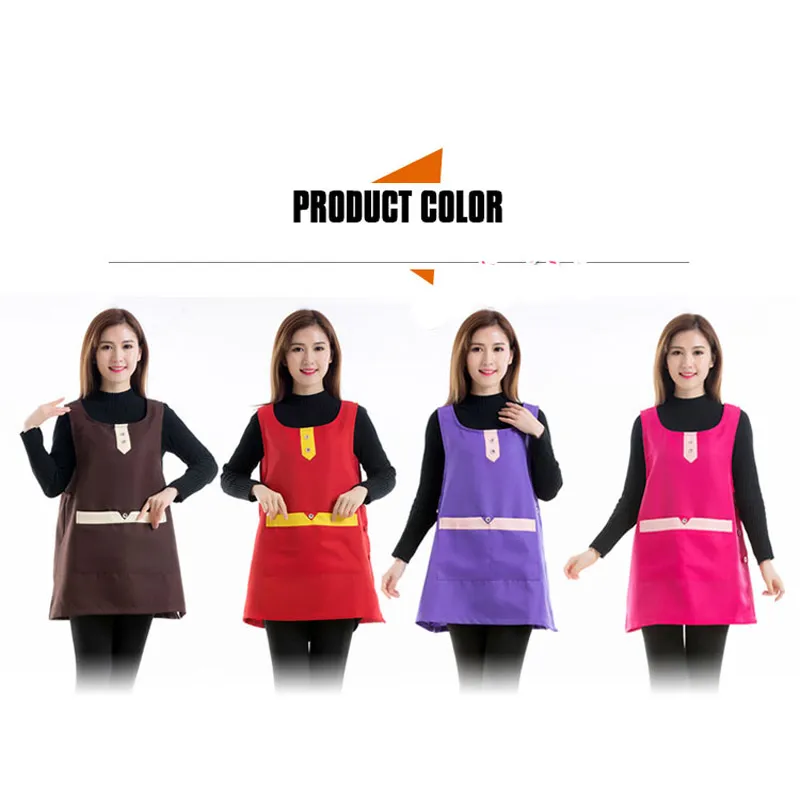 Sleeveless Apron Restaurant Coffee Shop Work Clothes Household Kitchen Apron With Pocket Vest Girl Women Apron Dress Waitress