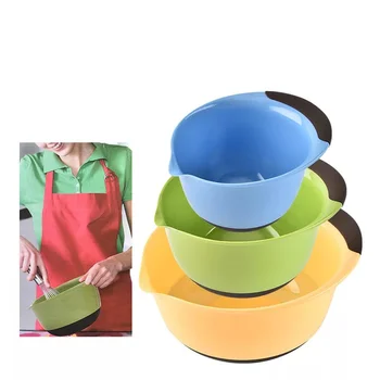

3pcs/set round plastic salad bowl set kitchen mixing bowl Wash Vegetable Fruit basket Household Cleaning Tool