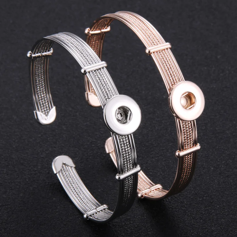

New high quality Elasticity Snap Bangles Silver Plated Crystal Bracelet Buttons Fit 12mm Snap Button Jewelry Bracelet