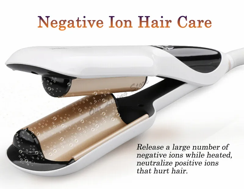 RIWA 120-200 Цельсия ЖК-дисплей щипцы для завивки волос нано керамические щипцы для завивки волос бигуди отрицательных ионов 2 баррель бигуди для волос