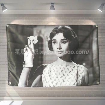 

"Audrey Hepburn" Rock Band Poster Scrolls Bar Cafes Restaurant Home Decoration Banners Hanging Art Waterproof Cloth Decoration