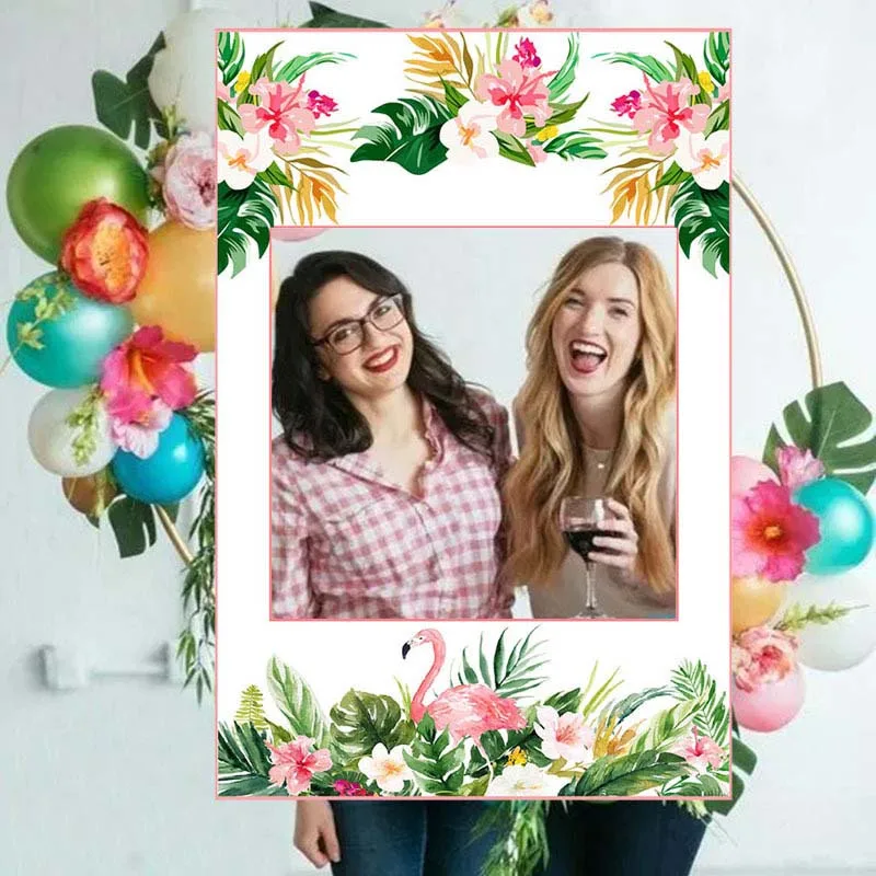 

Flamingo Paper Frame Hand Holder Photo Booth Props Hawaii Tropical Bridal Shower Bachelorette Party Supplies Wedding Decoration