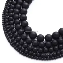 Оптом тусклые полированные матовые черные стеклянные бусины натуральный камень свободные бусины для изготовления ювелирных изделий 4 6 8 10 12 мм