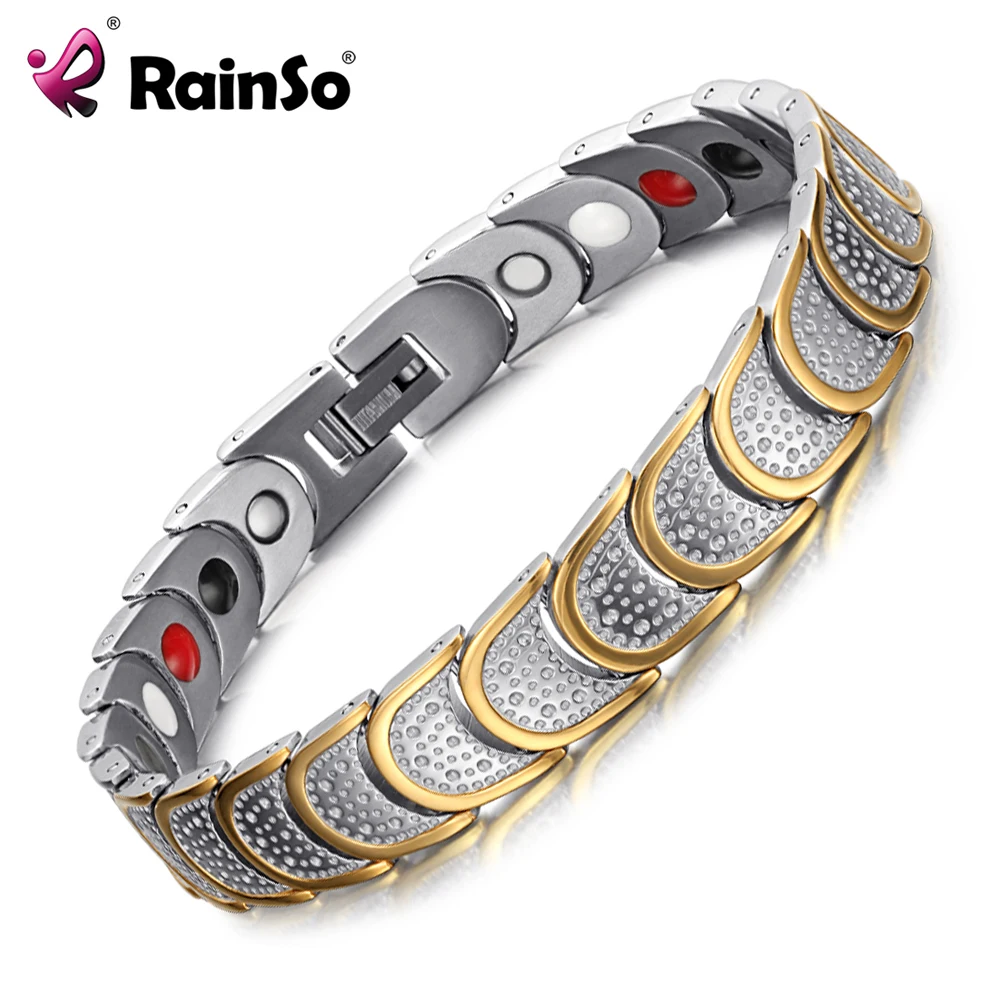 Rainso позолоченный браслет 4 Ele для мужчин ts здоровья магнитный для мужчин браслеты и браслеты Титан Squamiform дизайн OTB-768SGFIR