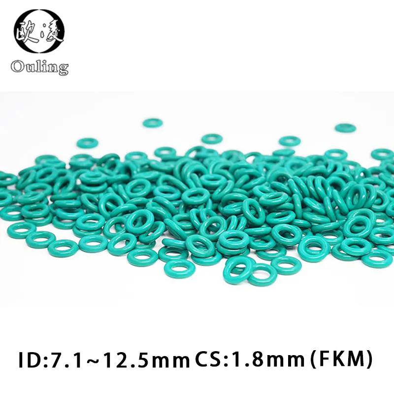 10 шт./лот фторкаучук зеленый FKM уплотнительное кольцо CS1.8mm ID 7 1/7 65/8 5/8 75/9 25/9 5/10/11.8/12.5
