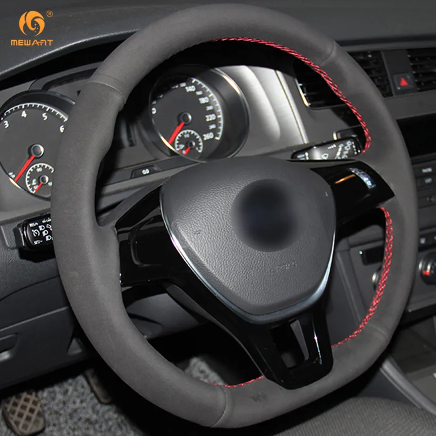 MEWANT черный замшевый чехол рулевого колеса автомобиля для Volkswagen VW Golf 7 Mk7 New Polo Jetta