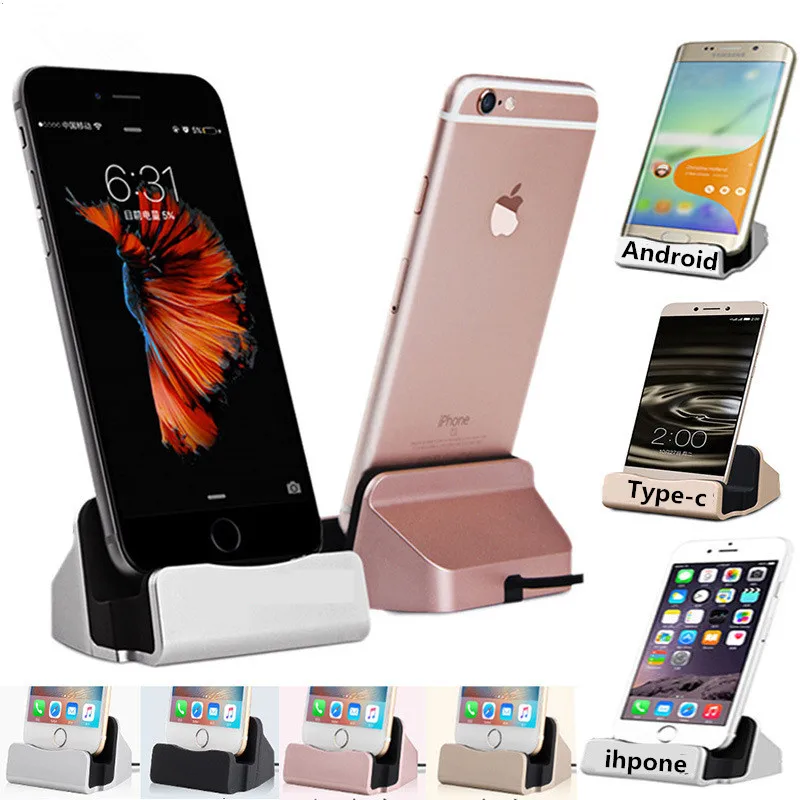 

For iPhone X 8 7 6 USB Cable Sync Cradle Charger Base For Xiaomi Android Type C Samsung Stand Holder Charging Base Dock Station