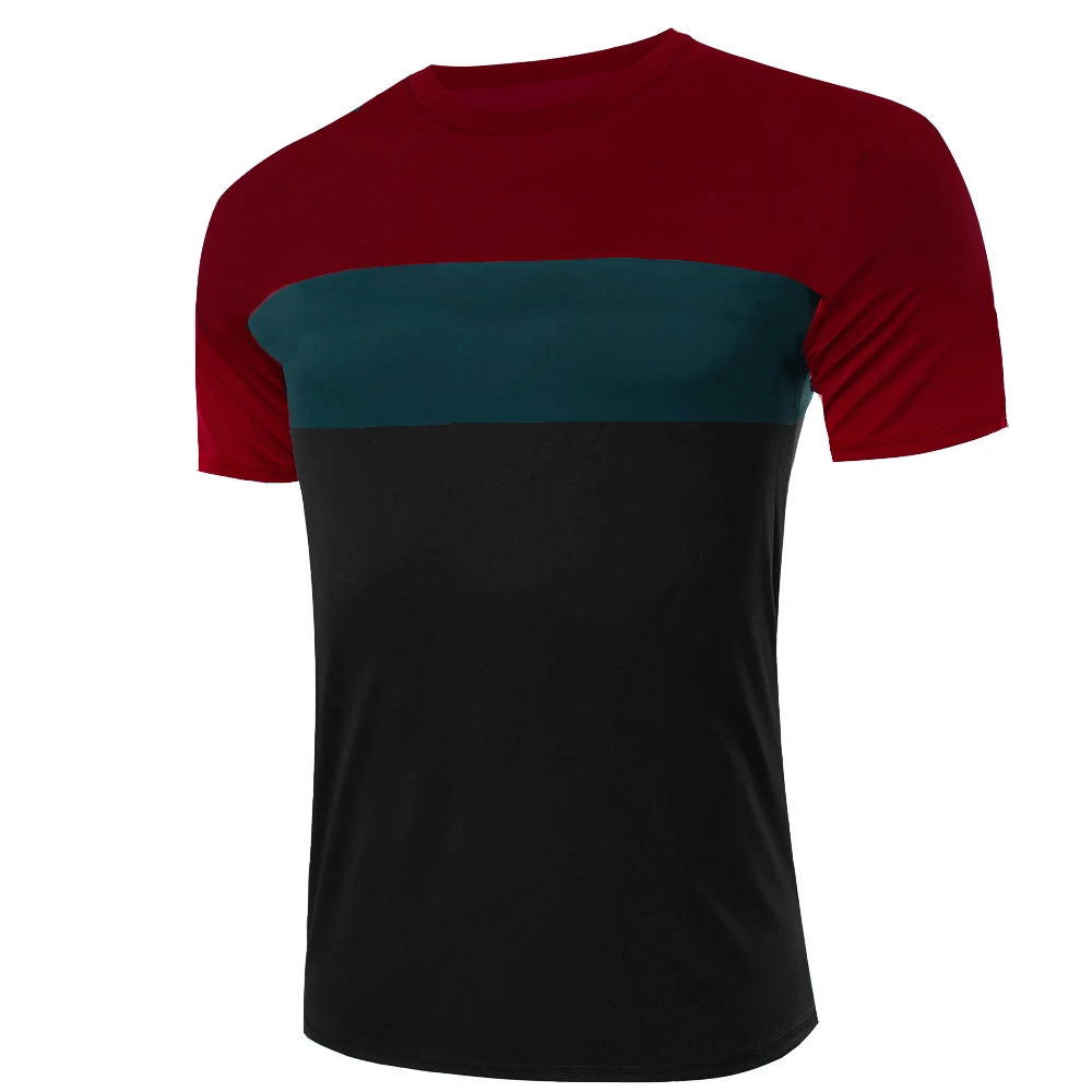 

ZSIIBO TX131 Brand high-quality autumn and winter Hitz solid color stitching round neck short-sleeved sleeve Men's T-Shirt