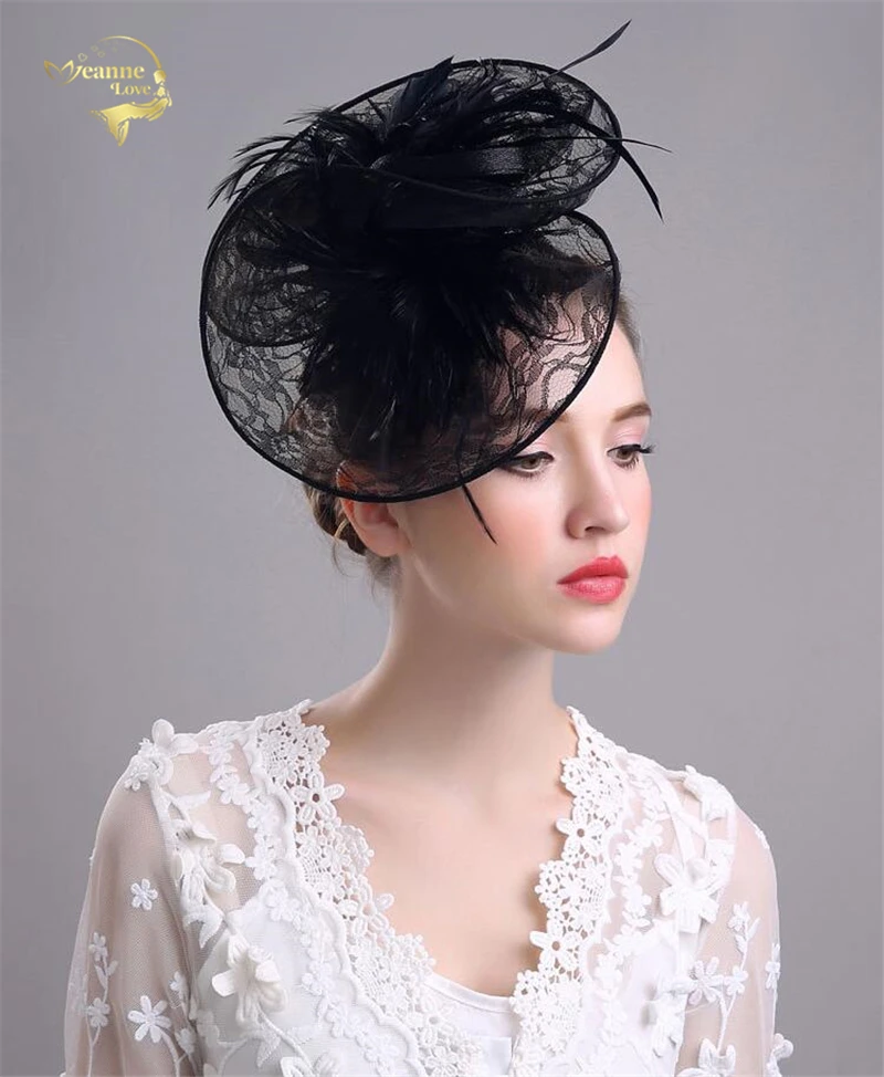 Свадебные шляпы для женщин винтажные сетчатые Свадебные шляпы черные свадебные аксессуары невесты вуаль BH009