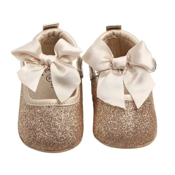 

New Baby Bowknot Shoes Toddler Soft Sole Baby Girl Princess First Walkers Prewalkers Casual Princess Shoes 9-18M