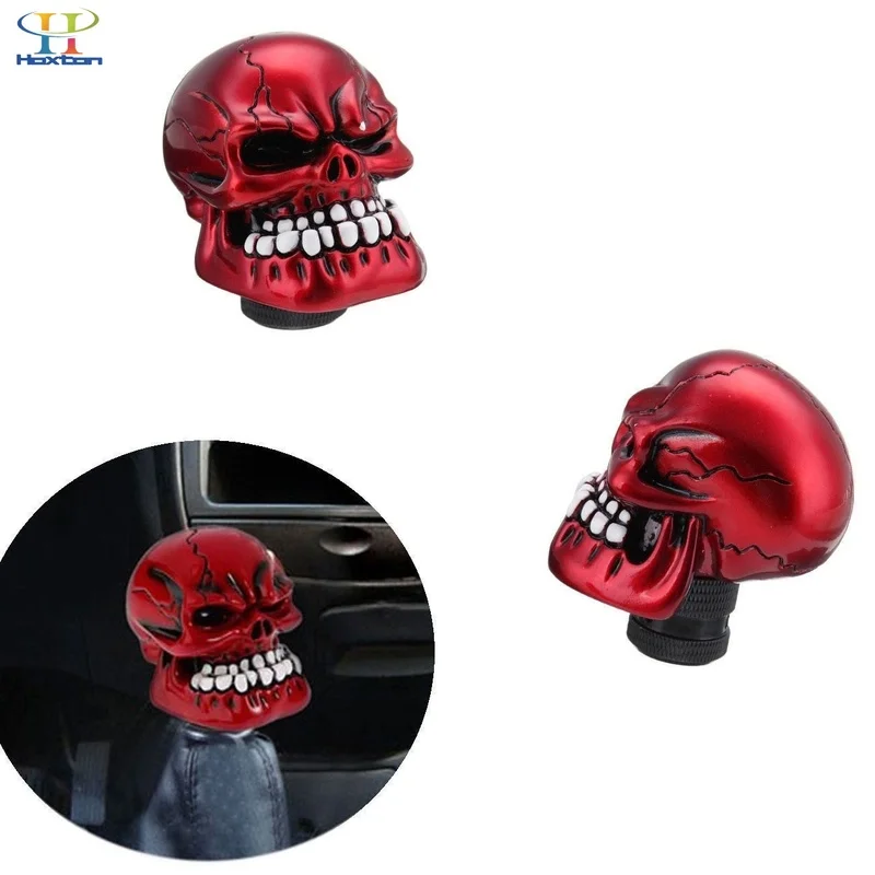 

Red Universal Manual Operation Car Gear Shift Knob Shifter Lever Resin Skull