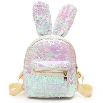 

Ladies Sequin Backpack Cute Rabbit Ear Backpack Mini Backpack Child Girl Sequin Travel Backpack