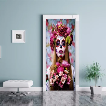 

Newest Happy Halloween wall sticker unique Witch Bat Door Sticker Wallpaper adesivo de parede Home Decoration Decal Decor