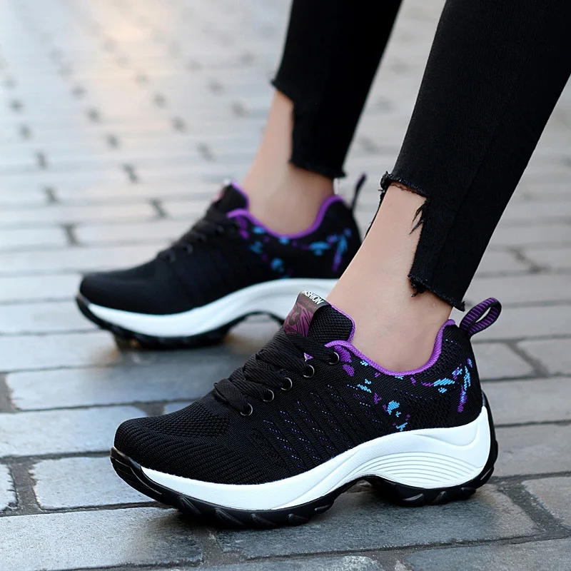 SWYIVY Wedge Shoes For Women Sneakers Chunky Swing Shoes Woman Sneakers Platform Toning Sport Shoe Lady Snikers For Women