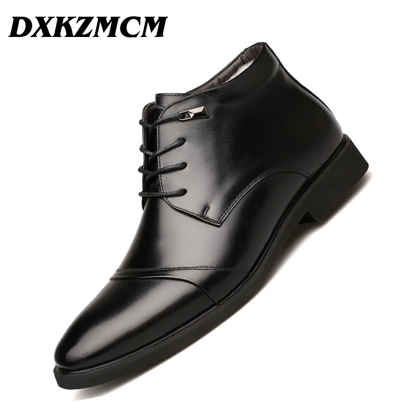 

DXKZMCM Handmade Men Split Leather Winter Boots High Quality Plush Snow Men Boots Ankle Boots