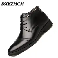 DXKZMCM Handmade Men Split Leather Winter Boots High Quality Plush Snow Men Boots Ankle Boots