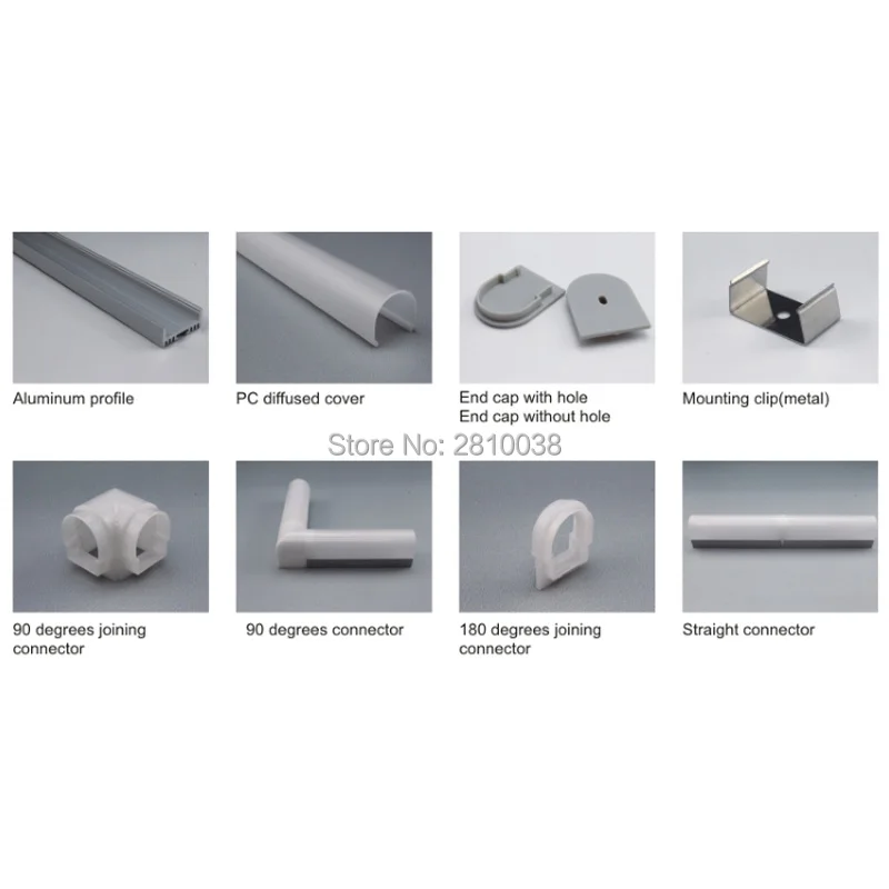 10 X 1M Sets/Lot round shape aluminum led channel and Fan type led extrusion profile for ceiling or recessed wall lamps