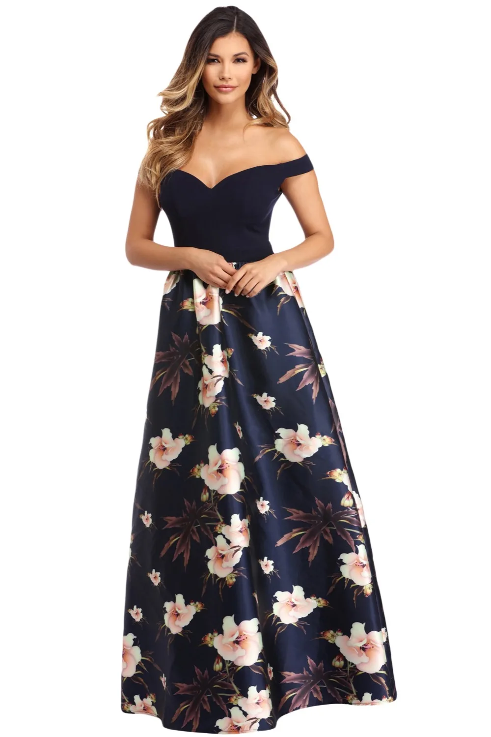 Off-Shoulder-Sweetheart-Neck-Bodice-Floral-Print-Gown-LC610173-5-1