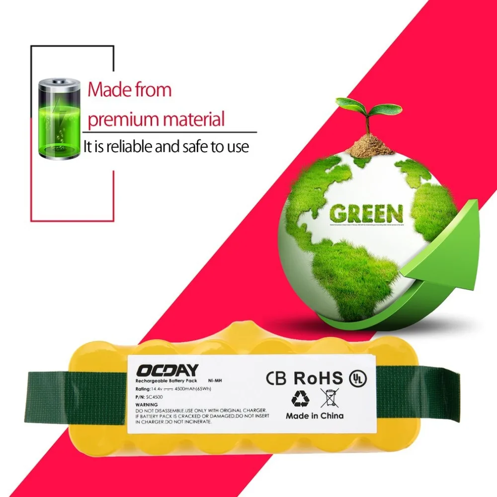 

14.4V 4500mAh Ni-MH Rechargeable Battery Vacuum Cleaner Battery Replacement Battery Suitable for Irobot Roomba Vacuum Cleaner