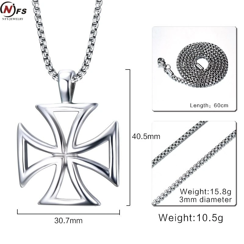 NFS, мужское ожерелье из нержавеющей стали, Ретро стиль, Мальтийский Железный крест, кулон, ожерелье, рыцари храма