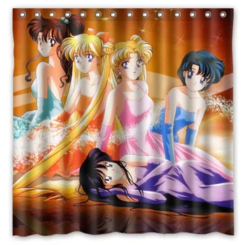 

Novelty Item!Hot Anime_Cartoon Anime Sailor Moon Background Printed Waterproof Polyester Shower&Bath Curtain( 180X180CM)