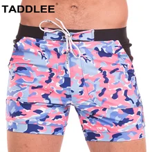 Бренд Taddlee Сексуальная мужская одежда для плавания плавки для геев размера плюс длинные базовые камуфляжные шорты для плавания боксеры быстросохнущие пляжные плавки