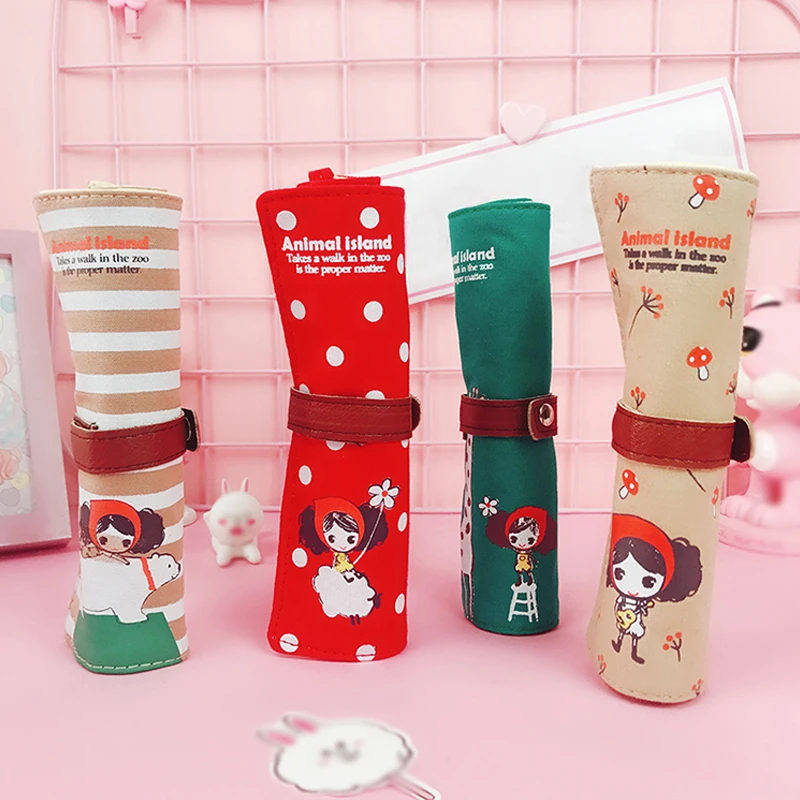 

Pencil Makeup Brushes Pen Bags School Storage Organizer Case Home Office Stationery Organization For Girl Cosmetics Canvas Pouch