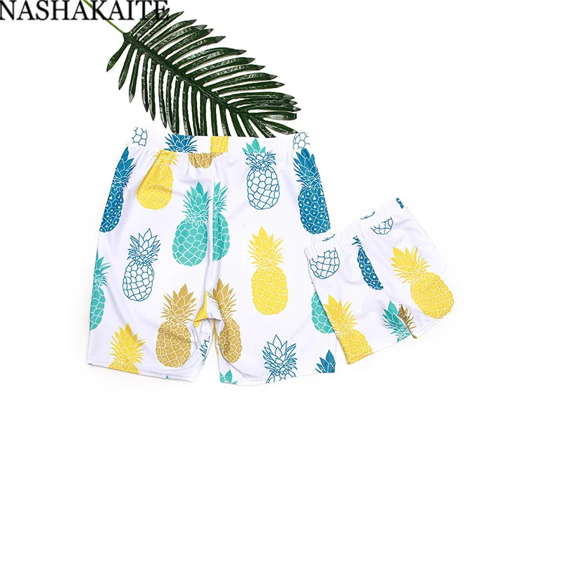 NASHAKAITE семейная одежда для купания с принтом ананаса, летний купальный костюм для мамы и дочки, мужские шорты для мальчиков, подходящие купальники
