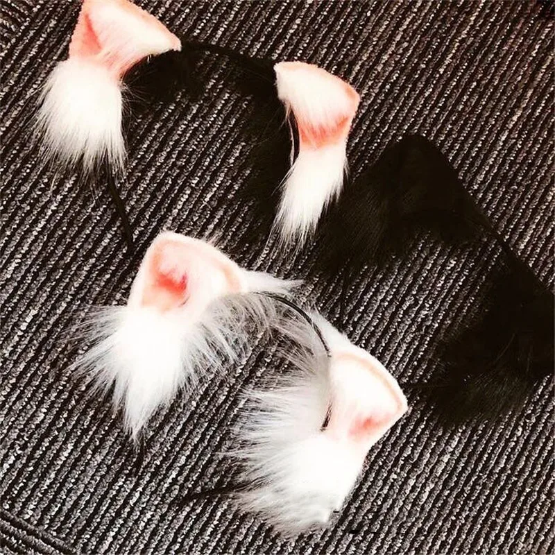 Diadema Con Orejas De Gato De Pelo Realista Hecha A Mano Anime Neko 3 Colores Disfraz Adorable Accesorios Para El Cabello Fiesta De Halloween Y Cumpleanos Aliexpress