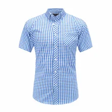 JeeToo мужская клетчатая рубашка короткий рукав хлопок однобортный карман рубашка Кнопка Вниз Повседневная Большой размер 3XL Chemise Homme