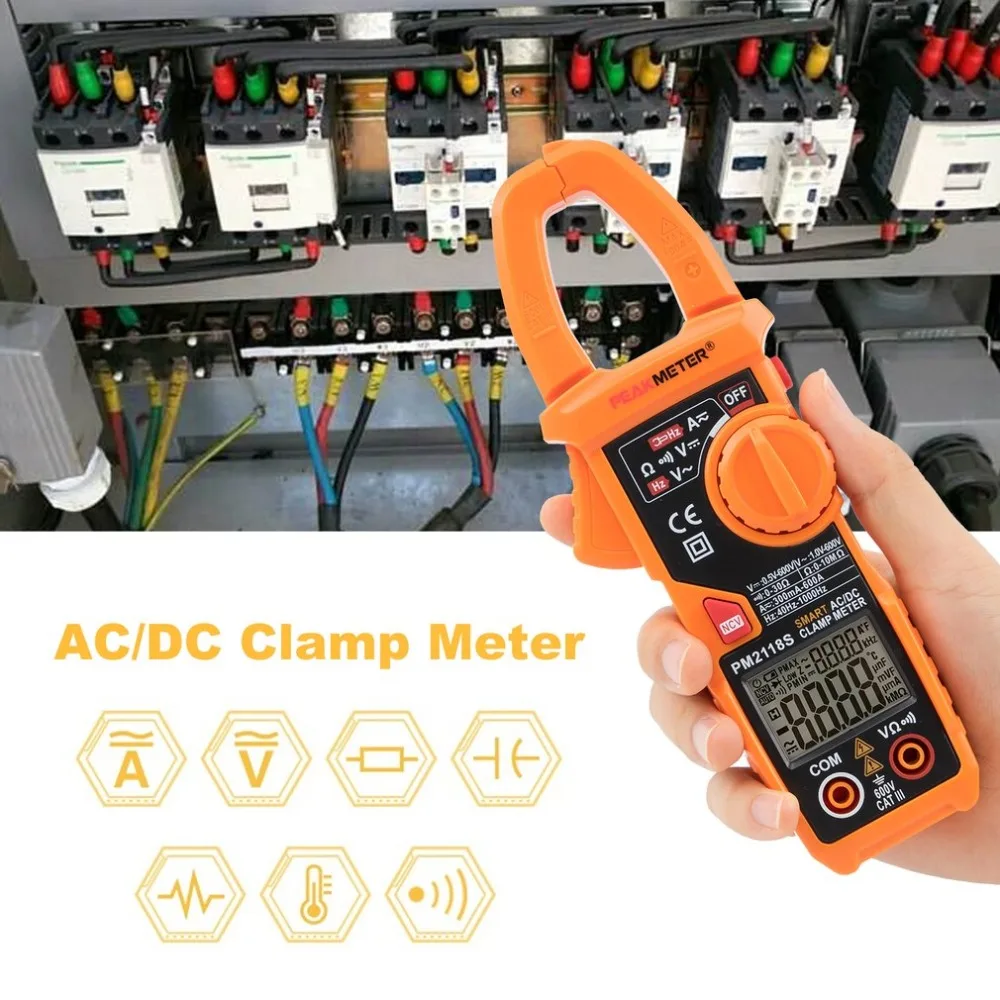 

PEAKMETER PM2118S Portable Smart AC/DC Clamp Meter Multimeter AC Current Voltage Resistance Continuity Tester with NCV