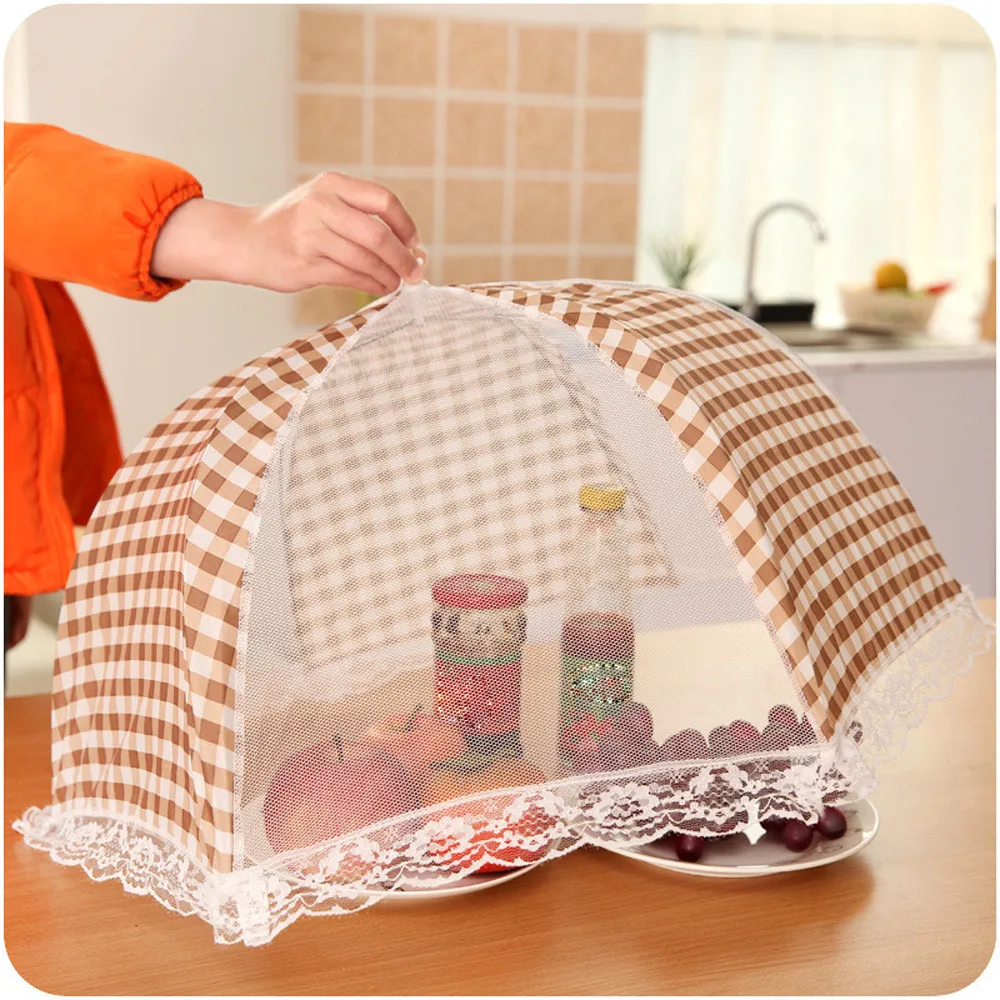 Kitchen Folded Food Cover umbrella Hygiene Grid Style Kitchen Food Dish Cover Kitchenware Practical Kitchen Tools#5