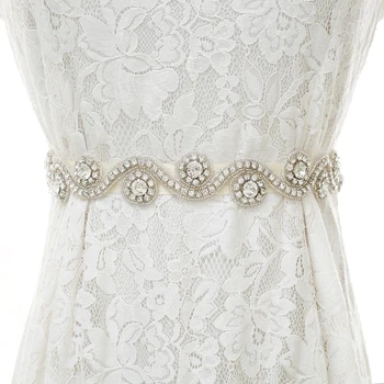 

Crystal Bridal Wedding Sash Pearls Wedding Belt Silver Rhinestones Bridal Belt For Women Dresses S152S