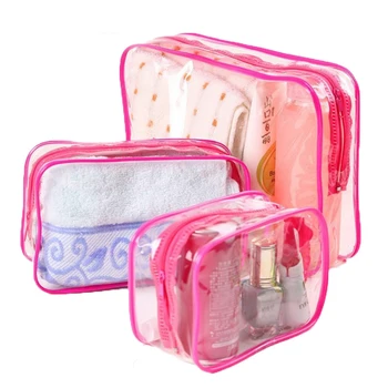 

3PCS Waterproof PVC Travel Zipper Storage Bags Towel Makeup Pouch For Cosmetics Underwear Organizer