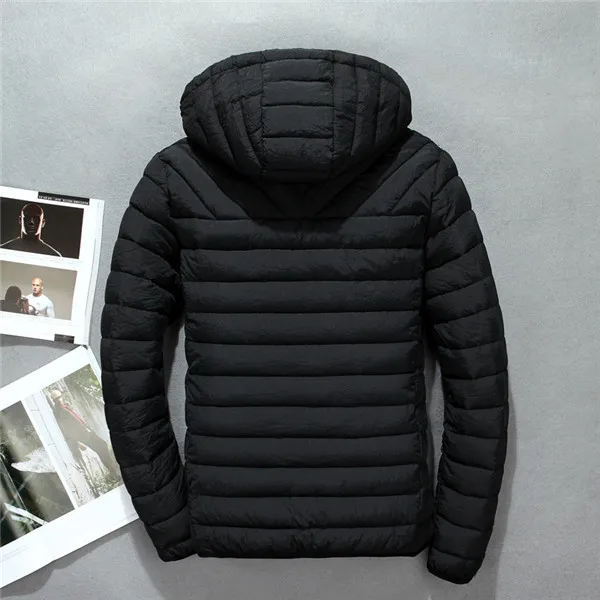 Rlyaeiz плюс размер 5XL зимние куртки мужские Повседневная Новая одежда куртки однотонные короткие с капюшоном зимние пуховики на молнии пальто
