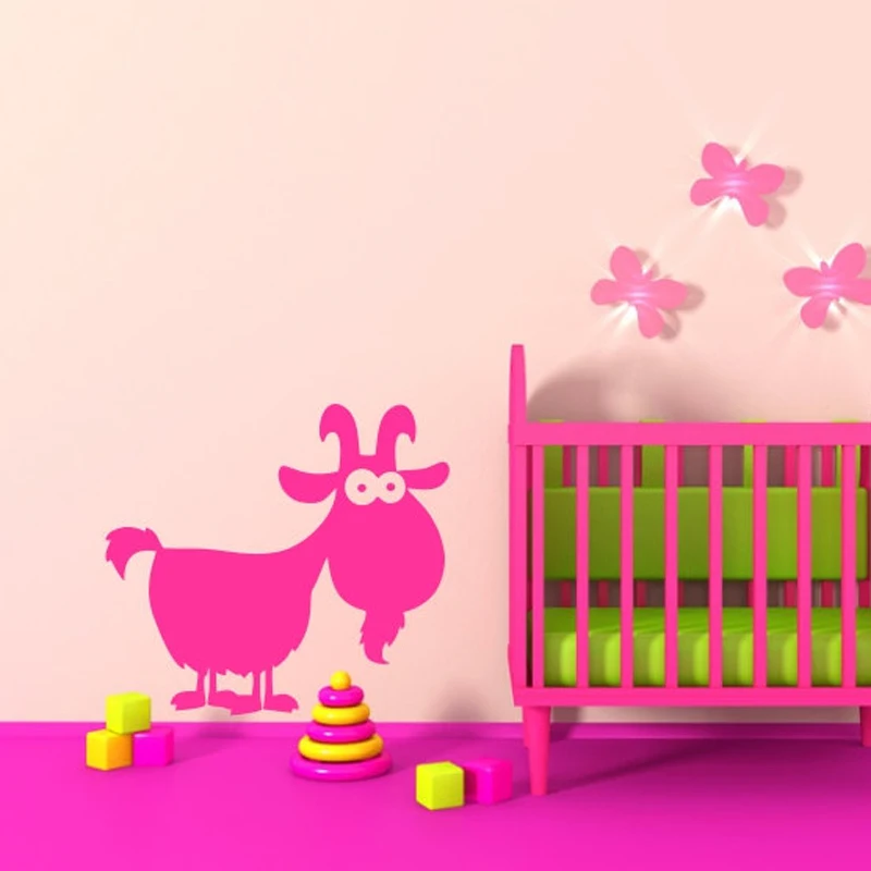 Farm Goat Wall Decal with Personalized Name Wall Vinyl Sticker for Kids
