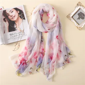 

High Quality Silk Scarf Women Print Elegant Shawls Wraps Sunscreen Scarves Travel Decoration Pashmina Scarfs 2020 New