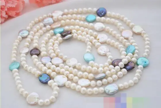 

song voge gem nanJ2098 white round black blue coin FW cultured pearl necklace