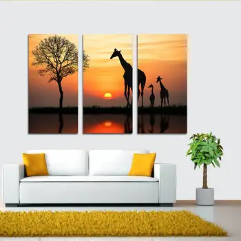 

3 Pcs Animal Giraffes Oil Painting On Canvas HD Print Pictures Modular Work Art Poster for Home Living Room No Frame