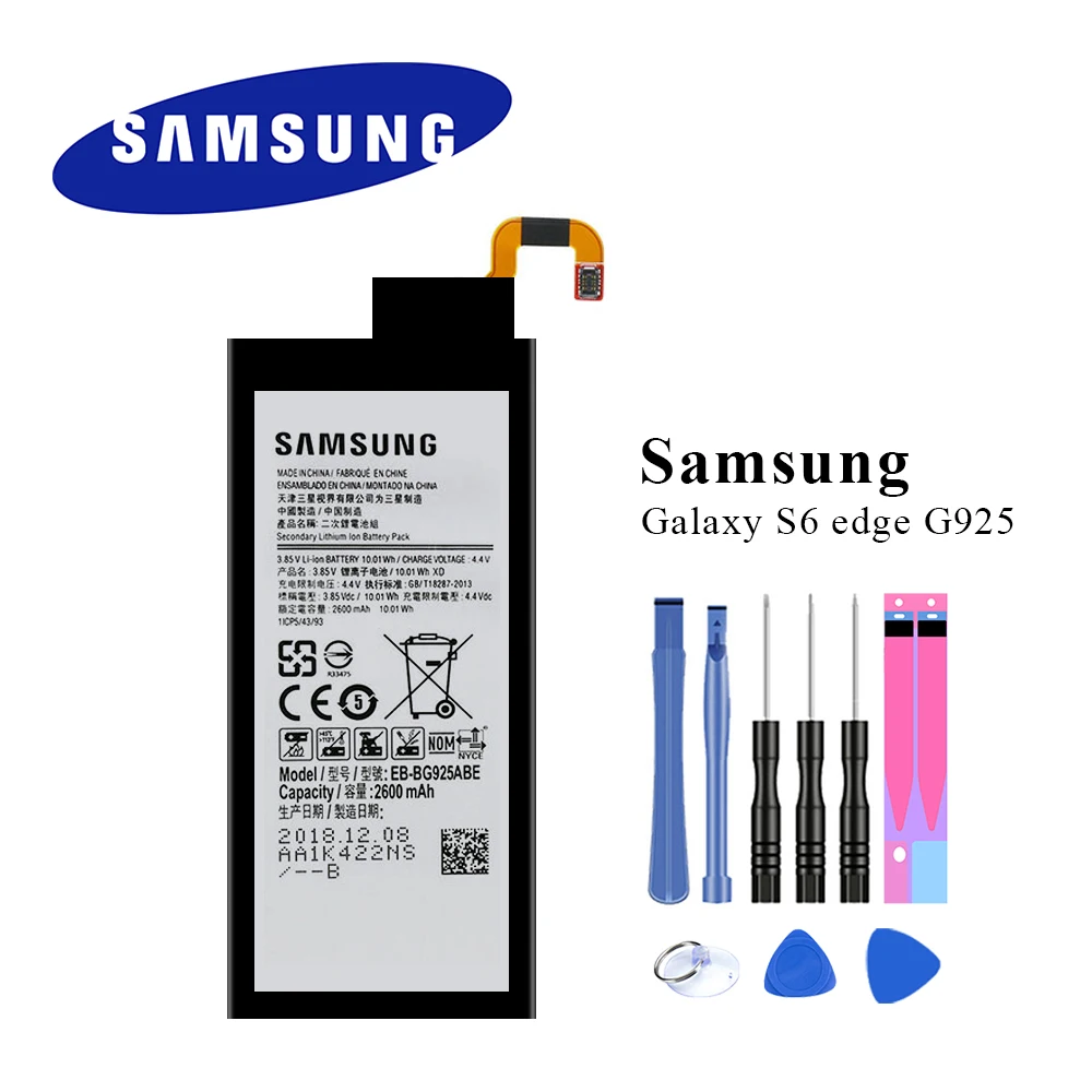 100% Оригинальный EB BG925ABE батареи для Samsung Galaxy S6 Edge G9250 G925F 2600mAh реальная емкость Akku +