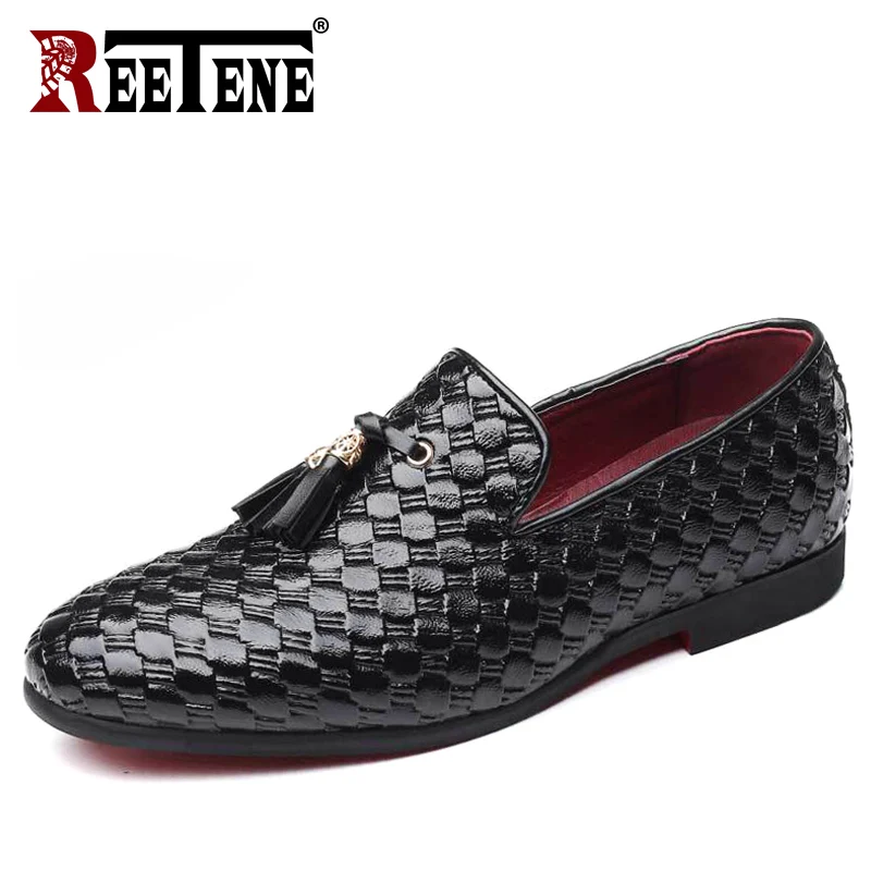

REETENE 2019 Men Loafers High Quality Leather Casual Driving Shoes Men Moccasins Italian Slip On Men Shoes Flats Plus Size 38-48
