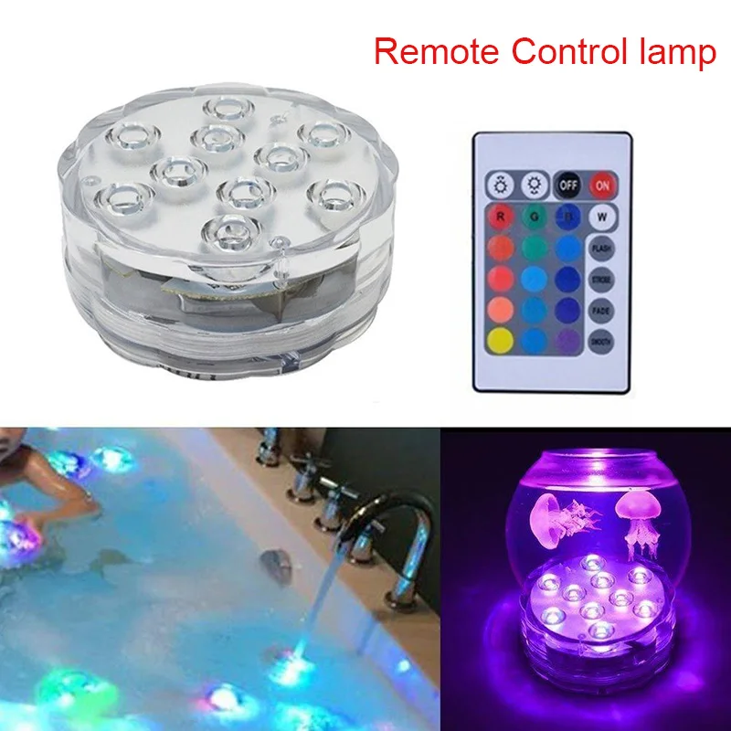 

1/2/4/10pcs 10LED RGB Submersible Pond Light Swimming Pool Hot Tub SPA LED Lamp with IR Remote TN88