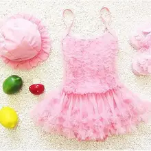 Розничная ; кружевные купальники принцессы для маленьких девочек. Боди из тюля для маленьких девочек+ шапочка для детей 1-4 лет розовый фиолетовый купальный костюм для малышей