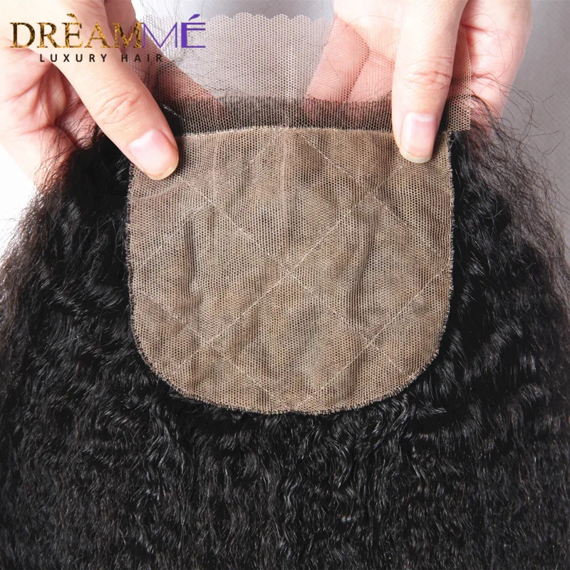 Dreamme Волосы Кудрявые прямые бразильские Remy человеческие волосы шелковая основа закрытие с детскими волосами отбеленные узлы натуральные